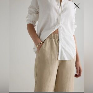 QUINCE 100% EUROPEAN LINEN PANTS  STRAIGHT CROP NWOT M BEIGE DRIFTWOOD TAN FLAX